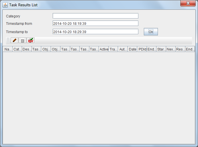 Screenshot of Ended Tasks list