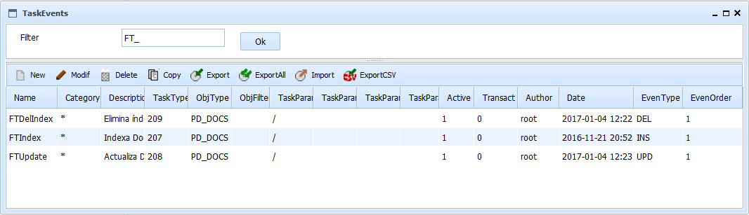 Screenshot of Event Tasks list Web