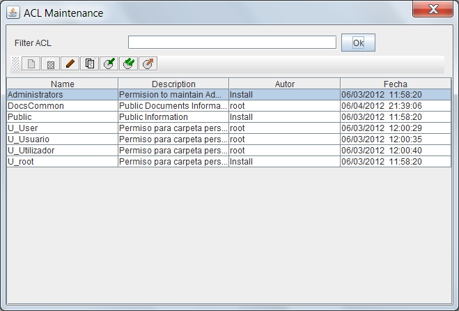 Screenshot ListACL