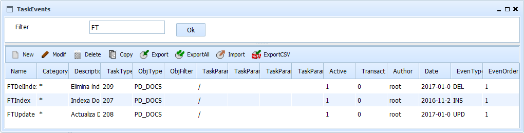 Screenshot Lista tareas FT Web