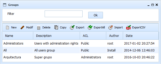 Screenshot ListGroups Web