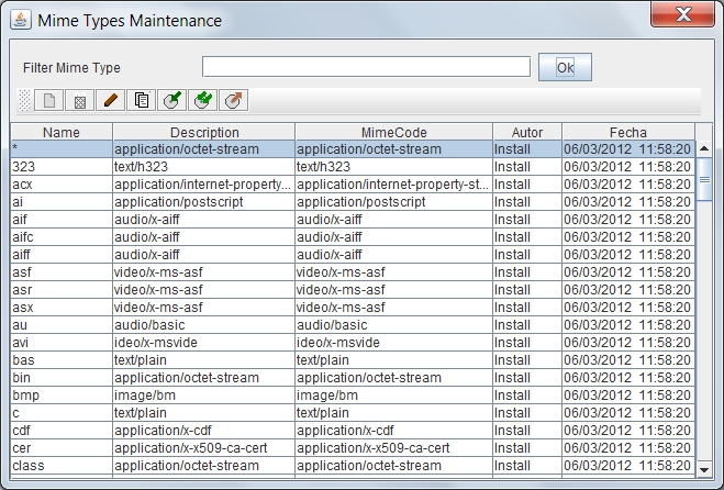 Screenshot ListMimeTypes