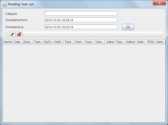 Screenshot of Pending Tasks list