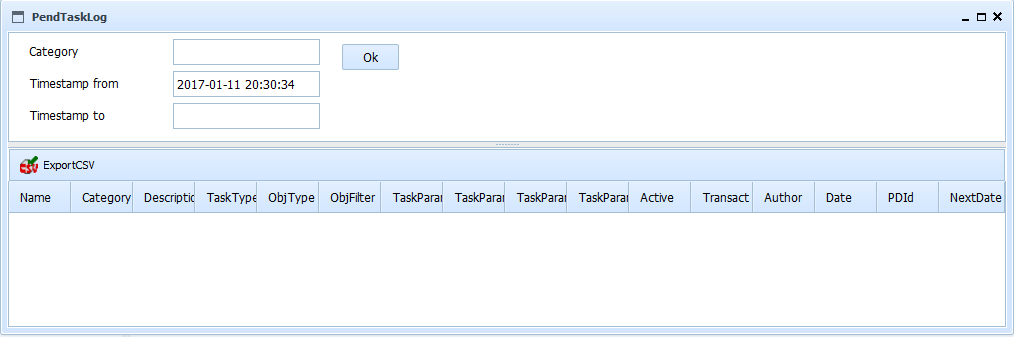 Screenshot of Pending Tasks list Web